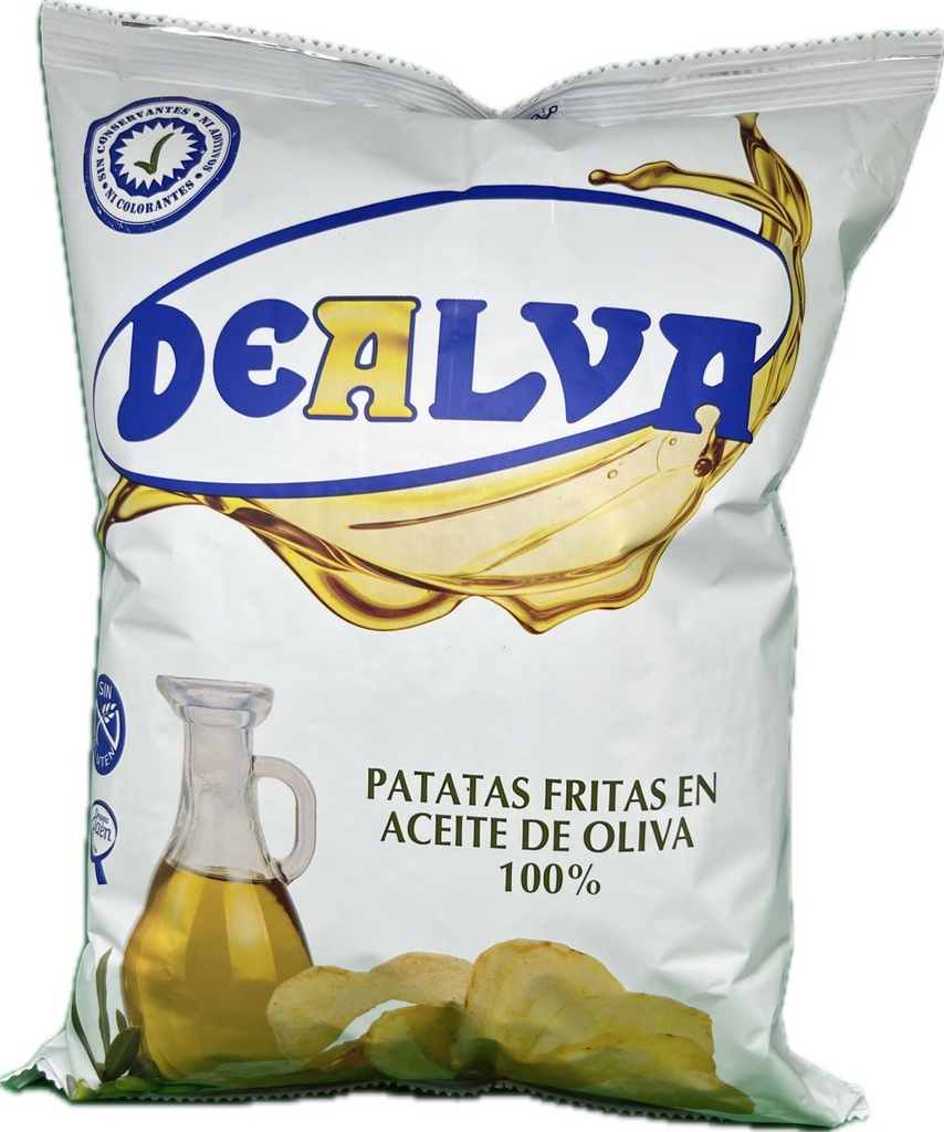 DEALVA Unsalted Potato Chips in 100% Olive Oil – Box of 12 (150g each)